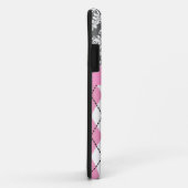 Argyle en Damask patroon roze, geel monogram Case-Mate iPhone Case (Achterkant/rechts)