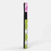 Argyle en damast patroon groen, roze monogram Case-Mate iPhone case (Achterkant/rechts)