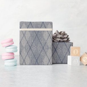 Argyle Fabric Kijk naar Faux textuur grijs blauw Cadeaupapier