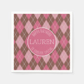 Argyle Golf Pattern - Roze / Bruin Elegant Golfer Servet (Voorkant)