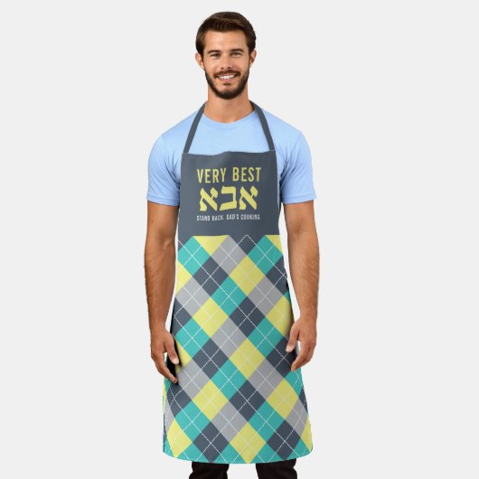 Argyle Grill Master Funny Dad met Hebreeuws Apron Schort (Gedragen)