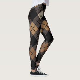 Argyle Harlequin Trendy Black Beige Diamond Leggings
