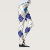 Argyle Harlequin Trendy Blue Grey White Diamond Leggings (Rechts)