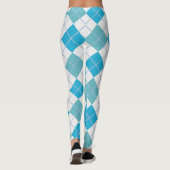 Argyle Harlequin Trendy Blue White Diamond Leggings (Achterkant)