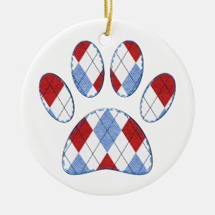 Argyle Hond Poot Print Keramisch Ornament