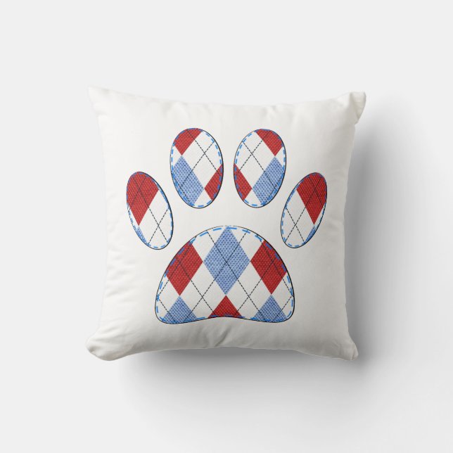 Argyle Hond Poot Print Kussen (Voorkant)