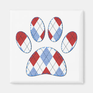 Argyle Hond Poot Print Magneet