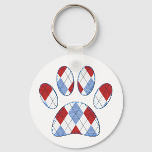 Argyle Hond Poot Print Sleutelhanger