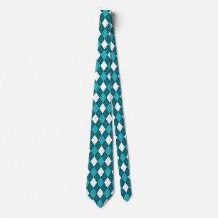 ARGYLE in Blauwgroen blauw & wit (patroonontwerp) Stropdas