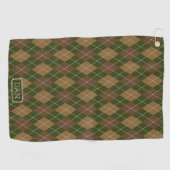 Argyle in Camo Green & Brown met naam of Initiaal Golfhanddoek (Horizontaal)
