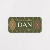 Argyle Knit Camo Green / Brown - Initialen of naam Labels (Design 1)