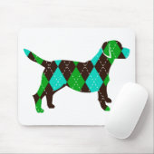 Argyle Labrador Dog Design (bruin/blauw/groen) Muismat (Met muis)