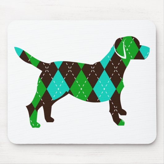Argyle Labrador Dog Design (bruin/blauw/groen) Muismat (Voorkant)