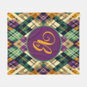 Argyle Mardi Gras geel paarse groen Fleece Deken (Voorkant (Horizontaal))
