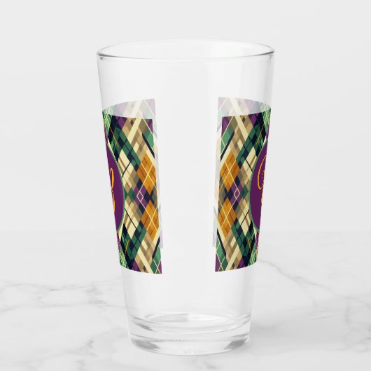 Argyle Mardi Gras geel paarse groen Glas (Links)
