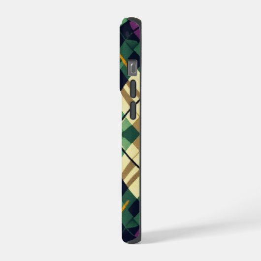 Argyle Mardi Gras geel paarse groen iPhone Hoesje (Linkerkant)