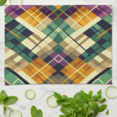 Argyle Mardi Gras geel paarse groen Theedoek (Gevouwen)