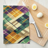 Argyle Mardi Gras geel paarse groen Theedoek (Quarter Fold)