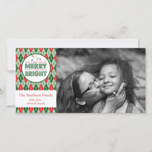 Argyle Moge Uw Dagen Vrolijk Kerstfeest Afbeelding Feestdagenkaart (Voorkant)