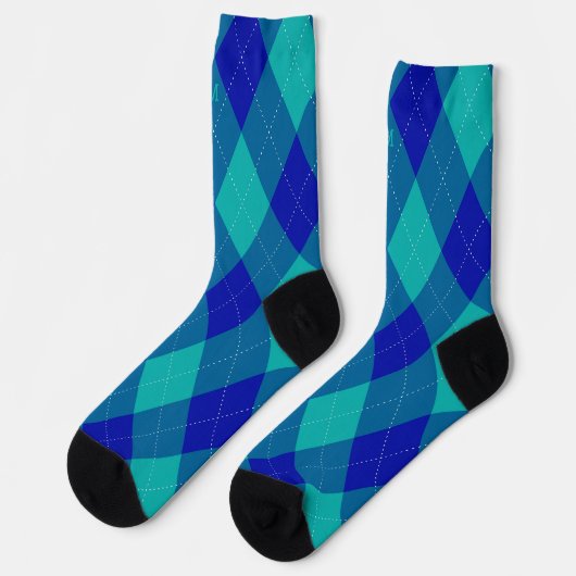 Argyle Monogram Initiaal Blue Turquoise Sokken (Links)