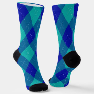Argyle Monogram Initiaal Blue Turquoise Sokken