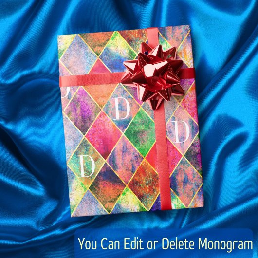 Argyle Monogram Waterverf Abstracte Moderne Cadeaupapier