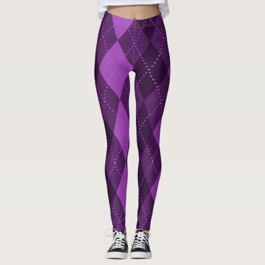 Argyle Patroon - Donkerroze Leggings (Voorkant)