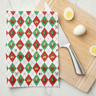 Argyle Patroon Kerstmis Theedoek