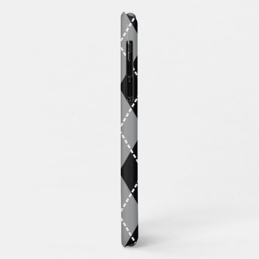 Argyle patroon zwart, grijs blauw monogram Case-Mate iPhone case (Achterkant/links)