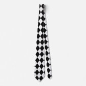 Argyle Pattern Black en White Preppy Stropdas (Voorkant)