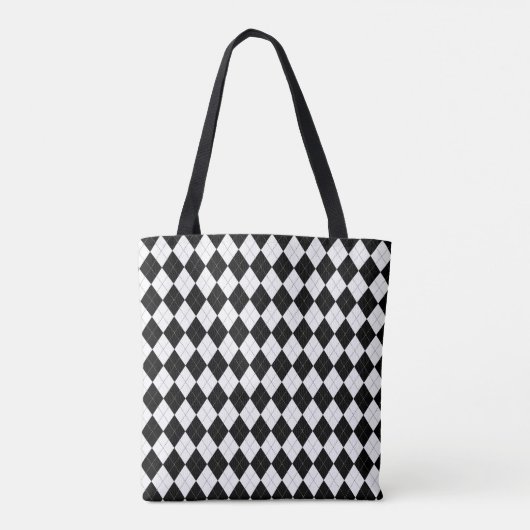 Argyle Pattern Diamond Black en White Draagtas (Achterkant)