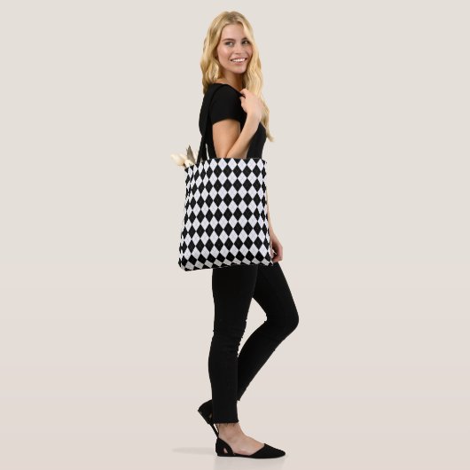 Argyle Pattern Diamond Black en White Draagtas (Op model)