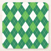 Argyle Pattern, Green and White Vierkante Kartonnen Onderzetter (Voorkant)