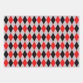 Argyle Pattern Grey Red en Blue Inpakpapier Vel (Voorkant 2)