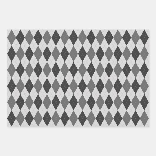 Argyle Pattern Grey Red en Blue Inpakpapier Vel (Voorkant)