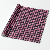 Argyle Pattern in Black en Pink Cadeaupapier (Uitgerold)