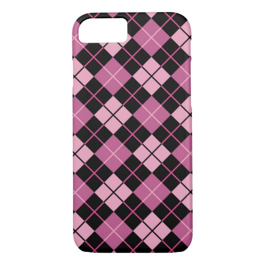 Argyle Pattern in Black en Pink Case-Mate iPhone Case (Achterkant)