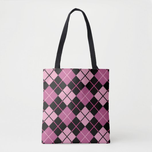 Argyle Pattern in Black en Pink Draagtas (Voorkant)