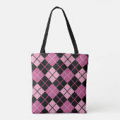 Argyle Pattern in Black en Pink Draagtas (Achterkant)