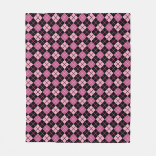 Argyle Pattern in Black en Pink Fleece Deken