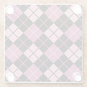 Argyle Pattern in Black en Pink Glazen Onderzetter (Achterkant)