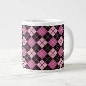 Argyle Pattern in Black en Pink Grote Koffiekop (Voorkant rechts)