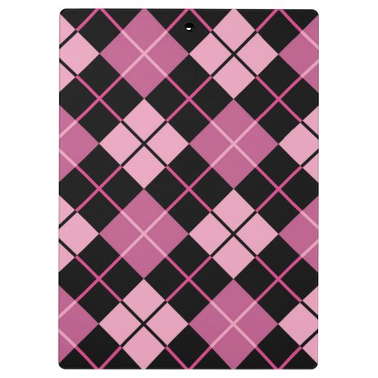 Argyle Pattern in Black en Pink Klembord (Achterkant)