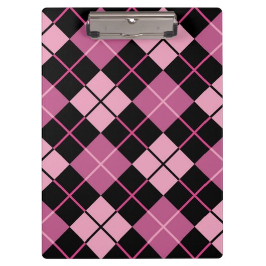 Argyle Pattern in Black en Pink Klembord (Voorkant)