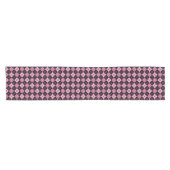 Argyle Pattern in Black en Pink Korte Tafelloper (Horizontaal)