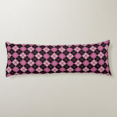 Argyle Pattern in Black en Pink Lichaamskussen (Achterkant)