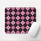 Argyle Pattern in Black en Pink Muismat (Met muis)