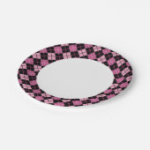 Argyle Pattern in Black en Pink Papieren Bordje (Gekanteld)