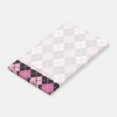 Argyle Pattern in Black en Pink Post-it® Notes (Schuin)