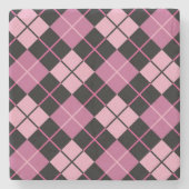 Argyle Pattern in Black en Pink Stenen Onderzetter (Voorkant)